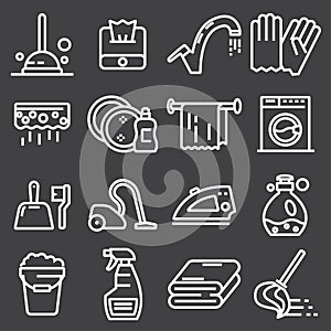 Cleaning service, icon set, services for cleaning