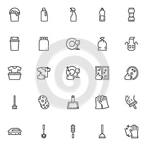 Cleaning service line icons set