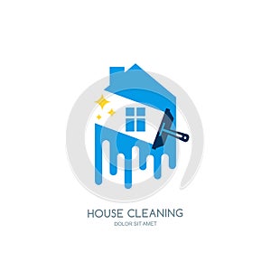Cleaning service logo, emblem or icon design template.