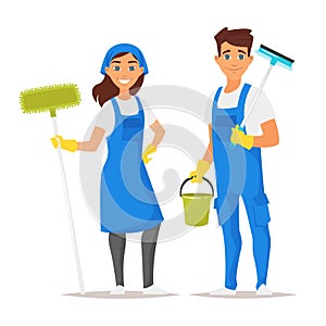 Cleaning service man and woman