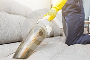 Cleaning service with professional equipment during work. professiona carpet dry cleaning, sofa dry cleaning, window and floor