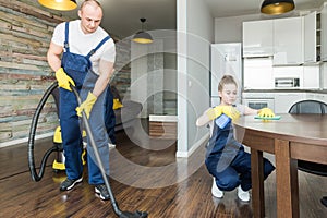 Cleaning service with professional equipment during work. professional kitchenette cleaning, sofa dry cleaning, window