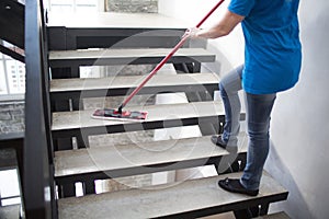 Cleaning service, woman washes photo