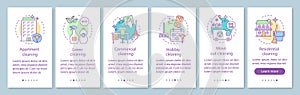 Cleaning services onboarding mobile app page screen, linear concepts
