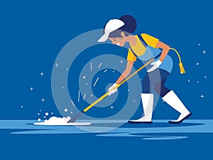 Cleaning services vector illustration. Professional Cleaning and Housekeeping Services - floor cleaning