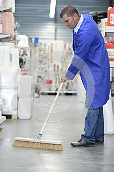 cleaning services with washing machine in supermarket shop store