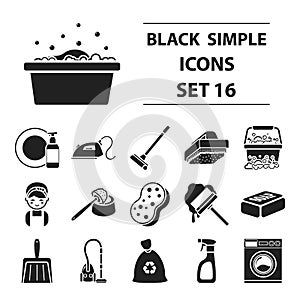 Cleaning set icons in black style. Big collection cleaning vector symbol stock illustration