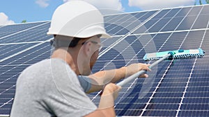 Cleaning solar panel in solar power plant