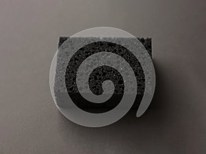 Cleaning sponges on a gray background. Cleaning service.Top view