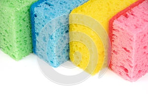 Cleaning sponges on a white background