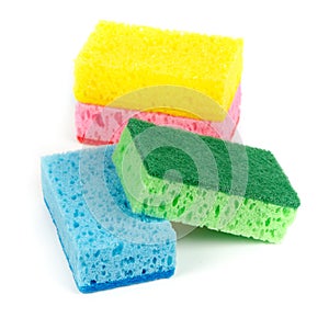 Cleaning sponges on a white background