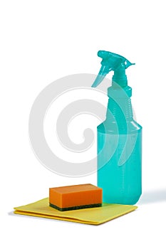 Cleaning spray bottle and sponge