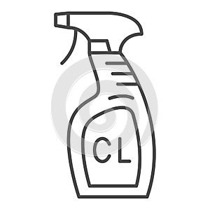 Cleaning spray CL in bottle, pulverizer thin line icon, cleaning concept, washing agent vector sign on white background