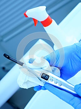 Cleaning sterilization, medical dental unit in a dental clinic, operating medical facility