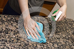 Cleaning Stone Counter-Top in Kitchen photo