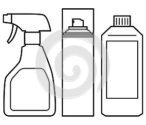 Cleaning supplies, cleaning detergent,  illustration image