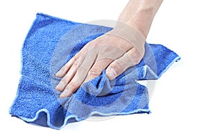 Cleaning table with a wet cloth