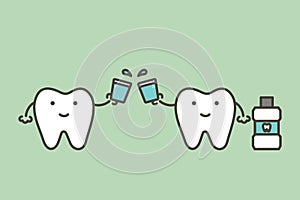 Cleaning teeth by mouthwash, dental health care