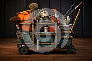 Cleaning tools cart building. Generate Ai