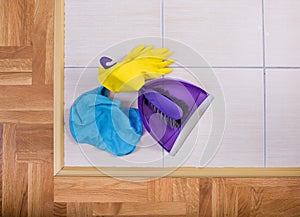 Cleaning tools on floor