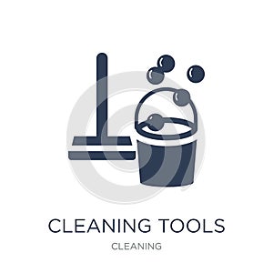 Cleaning tools icon. Trendy flat vector Cleaning tools icon on w