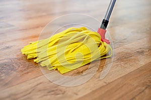 Cleaning tools on parquet floor