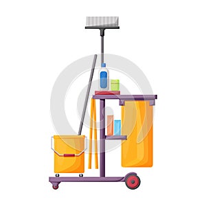 Cleaning of trolley vector icon.Cartoon vector icon isolated on white background cleaning trolley.