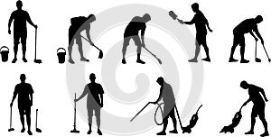 Cleaning and vacuuming silhouettes