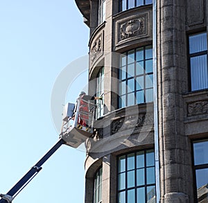 Cleaning of windows.