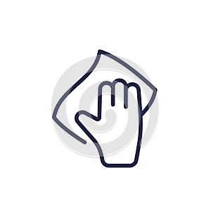 cleaning, wiper in hand line icon