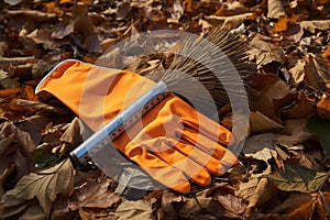 Cleaning work pile nature gardening leaves fall yard seasonal rake foliage autumn tool