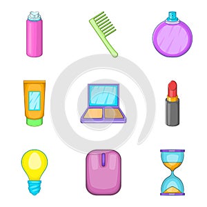 Cleanout icons set, cartoon style