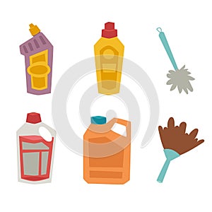 Cleanser bottle chemical housework product care wash equipment cleaning liquid flat vector illustration.