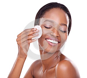 Cleansing away the day. Head and shoulders studio shot of a beautiful african american model.