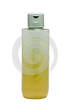 Daily cleansing cosmetics - a bottle of makeup remover isolated on white background