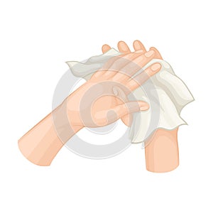 Cleansing and Purification of Hand Using Wet Wipes Vector Illustration