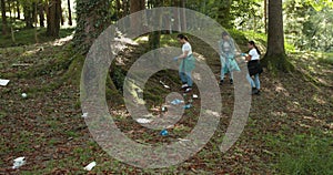 Cleanup volunteers cleaning up the forest