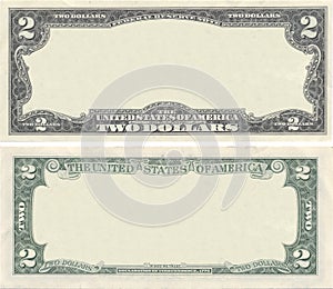 Clear 2 dollar banknote pattern