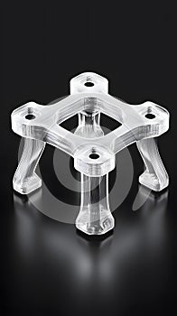 Clear acrylic object on black background