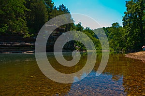 Clear Arkansas Ozark Mountain River flows slow and steady