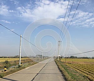 Clear autumn day in a small Chinese village