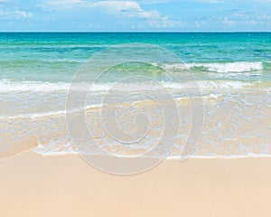 Clear azure sea and sandy beach