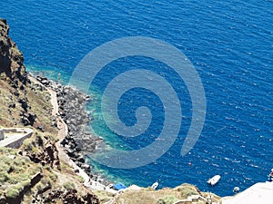 Clear azure sea water landskape and rocks near Crete coast, Gree