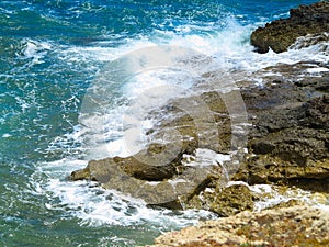 Clear azure sea water landskape and rocks near Crete coast, Greece