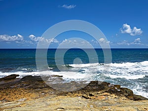 Clear azure sea water landskape and rocks near Crete coast, Greece