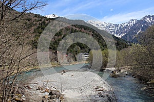 The clear Azusa River in Kamikochi, Japan