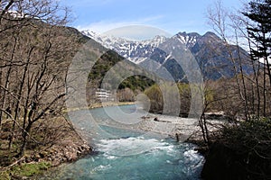 The clear Azusa River in Kamikochi, Japan