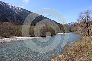 The clear Azusa River in Kamikochi, Japan