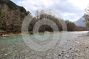 The clear Azusa River in Kamikochi, Japan