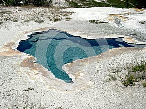 A Clear Blue Hot Spring at Yellowstone National Park